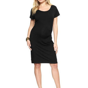 Gap Maternity Black Side Drape Fitted Dress